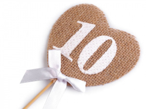 Zápich jutové srdce s čísly / k narozeninám