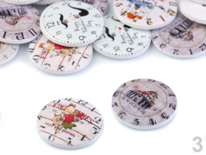 Dřevěný dekorační knoflík slon, ciferník, srdce