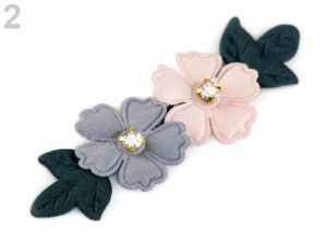 Textilní aplikace / nášivka květy s kamínky