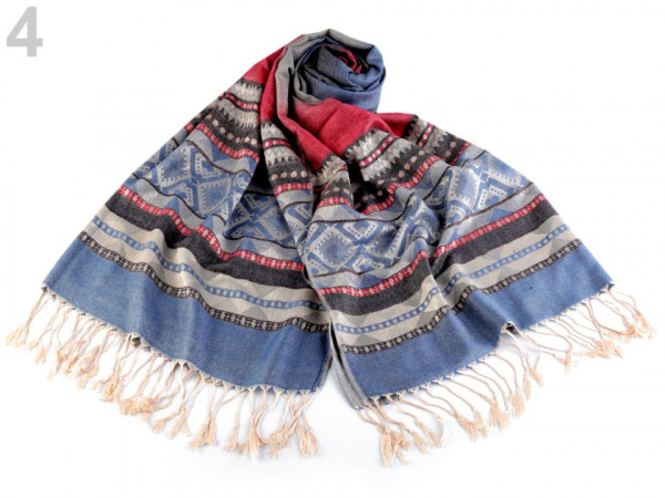 Šála typu pashmina s třásněmi 70x180 cm