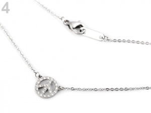 Náhrdelník sova, motýl s kamínky z nerezové oceli