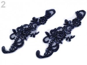 Monofilová aplikace / vsadka 10x30 cm s flitry a perlami