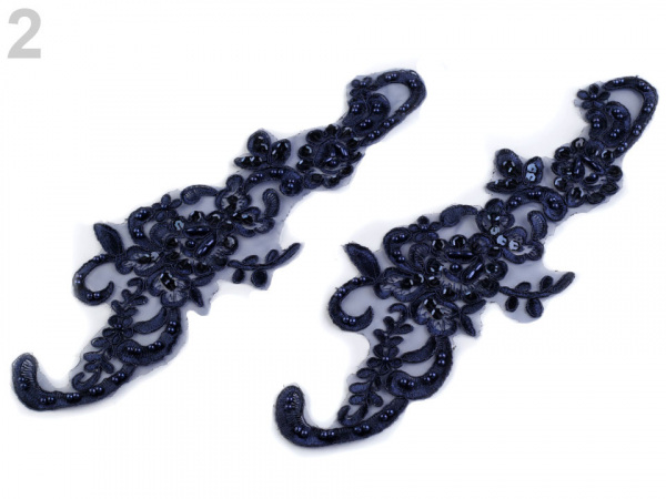 Monofilová aplikace / vsadka 10x30 cm s flitry a perlami