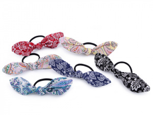 Gumička do vlasů paisley s mašlí / oušky