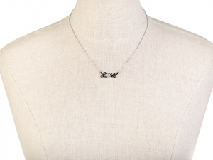 Náhrdelník sova, motýl s kamínky z nerezové oceli