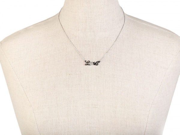 Náhrdelník sova, motýl s kamínky z nerezové oceli