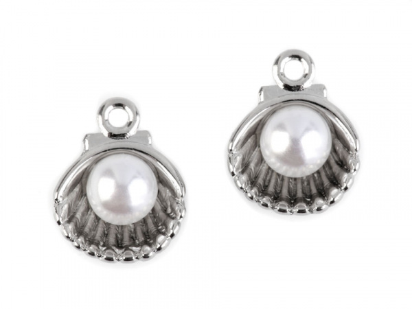Přívěsek mušle s perlou 9x12 mm