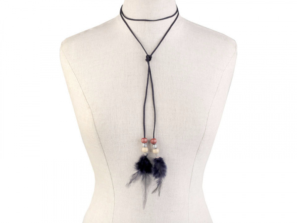 Náhrdelník choker / obojek s pírky