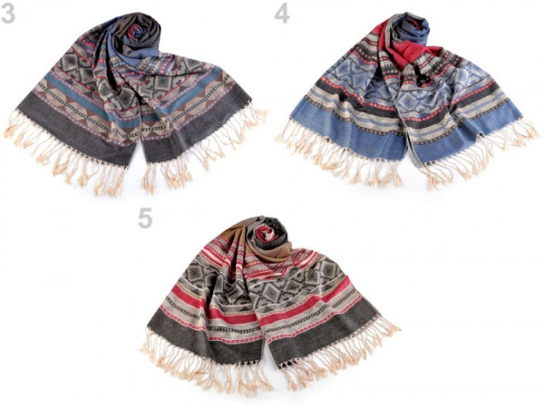 Šála typu pashmina s třásněmi 70x180 cm