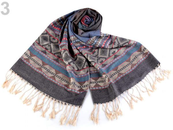 Šála typu pashmina s třásněmi 70x180 cm