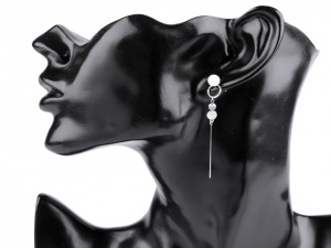 Náušnice z nerezové oceli s perlou a kamínkem