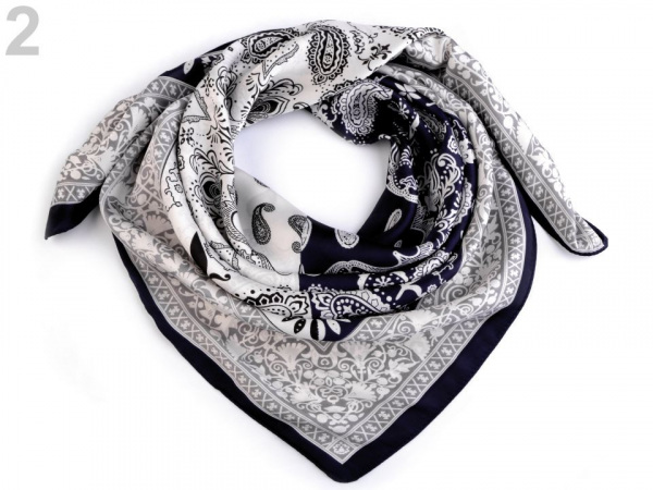 Hedvábný šátek paisley ornamenty 70x70 cm
