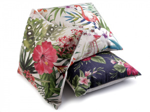 Povlak na polštář plameňák a exotické květy 43x43 cm