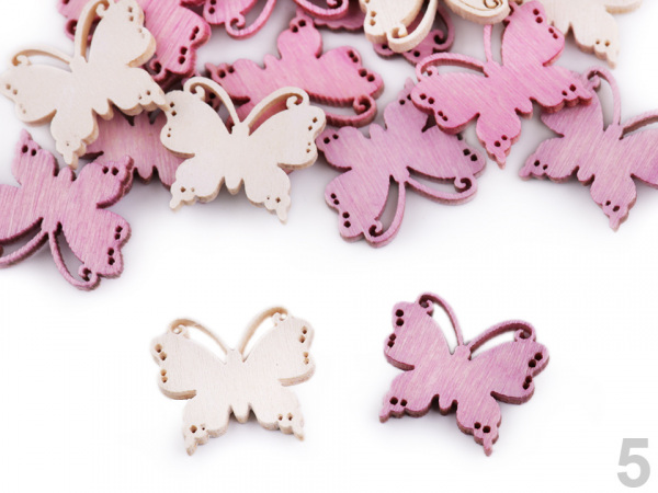 Dřevěný květ, ptáček, motýl menší k nalepení