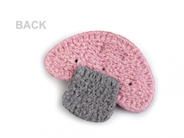 Háčkovaná textilní aplikace / nášivka hříbek s kamínkem