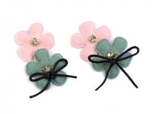 Textilní aplikace květy s kamínky