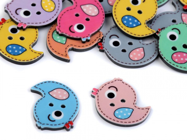 Knoflík rty, ptáček, motýl, kočka