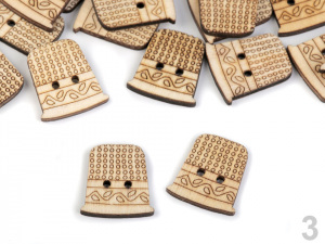 Dřevěný knoflík šicí stroj, cívka, metr