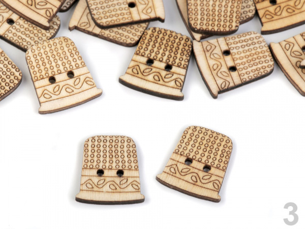 Dřevěný knoflík šicí stroj, cívka, metr