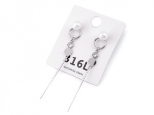 Náušnice z nerezové oceli s perlou a kamínkem