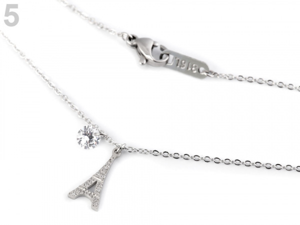 Náhrdelník sova, motýl s kamínky z nerezové oceli