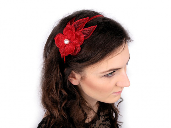 Fascinátor / čelenka květ s perlou