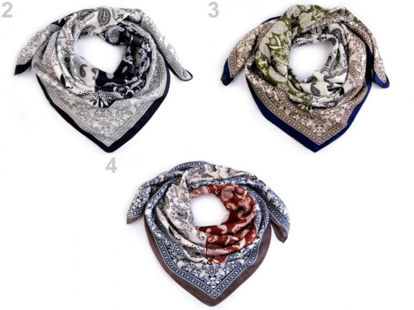 Hedvábný šátek paisley ornamenty 70x70 cm