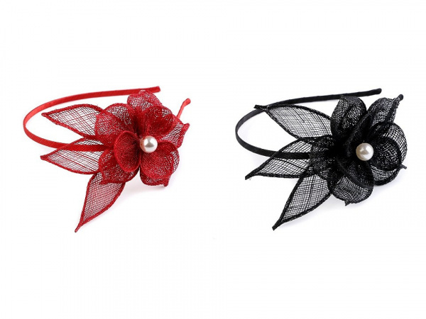 Fascinátor / čelenka květ s perlou