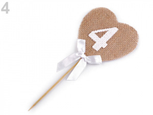 Zápich jutové srdce s čísly / k narozeninám