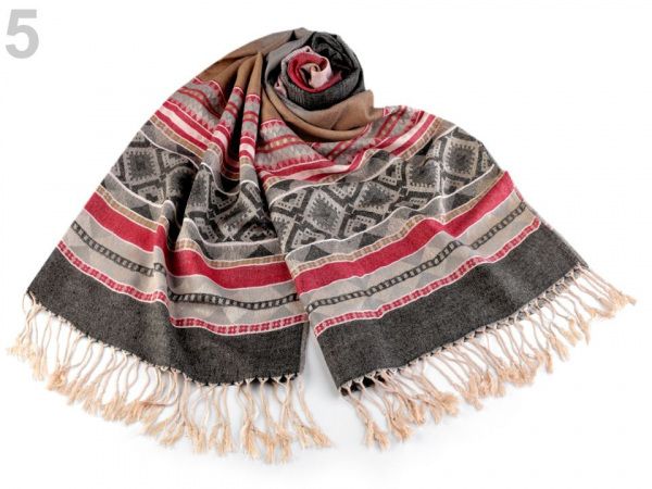 Šála typu pashmina s třásněmi 70x180 cm