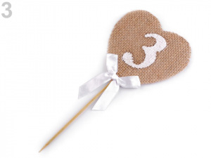 Zápich jutové srdce s čísly / k narozeninám