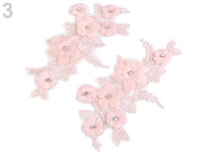 Krajková aplikace / vsadka 3D 10,3x18,5 cm