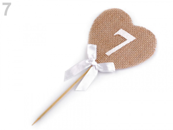 Zápich jutové srdce s čísly / k narozeninám