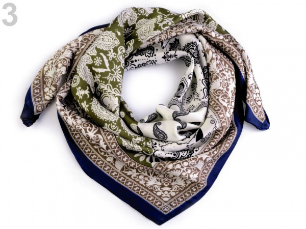 Hedvábný šátek paisley ornamenty 70x70 cm