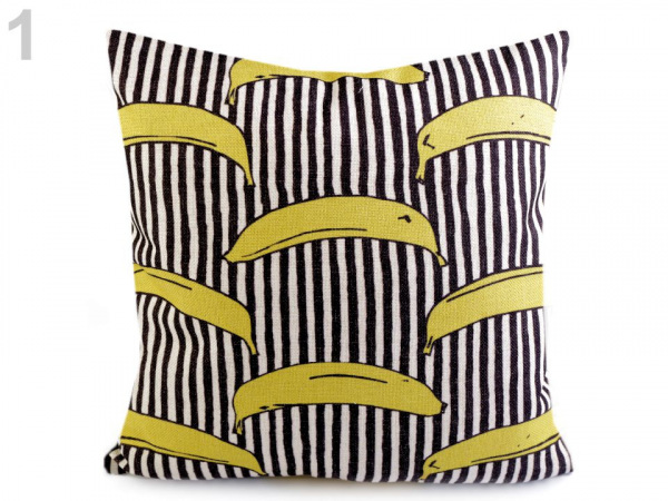 Povlak na polštář pop-art banán, brýle 43x43 cm