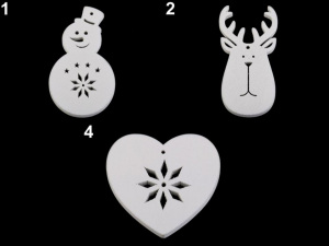 Dřevěný sněhulák, sob, anděl, srdce