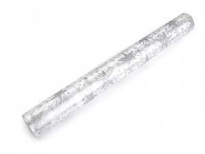 Vánoční satén jednostranný šíře 48 cm hvězda s glitry