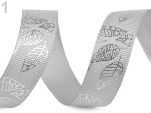 Rypsová stuha šíře 15 mm s listy