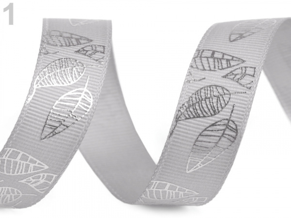 Rypsová stuha šíře 15 mm s listy