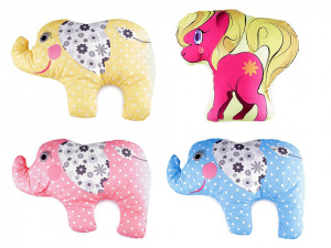 Dekorační polštář s výplní - kočka, pes, kůň, slon, auto, traktor