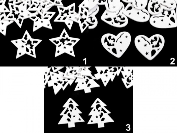 Dřevěná vánoční hvězda, srdce, stromeček