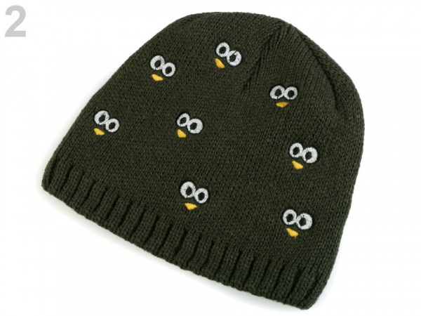 Dětská zimní čepice s výšivkou očí