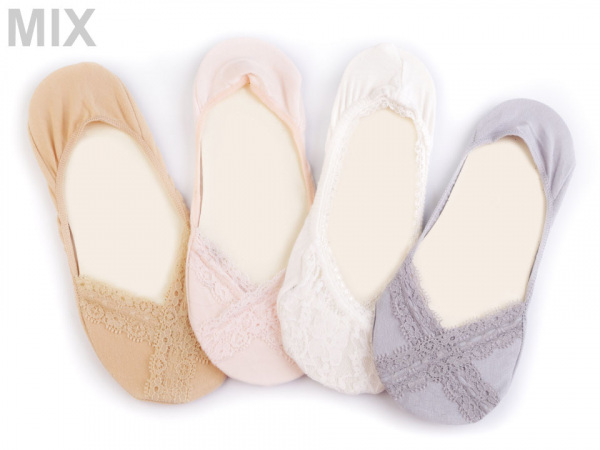 Ponožky do balerín s krajkou, bavlněné