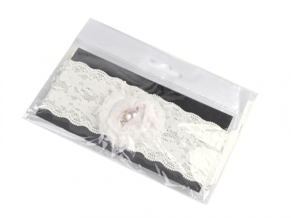 Svatební podvazek krajkový šíře 6 cm