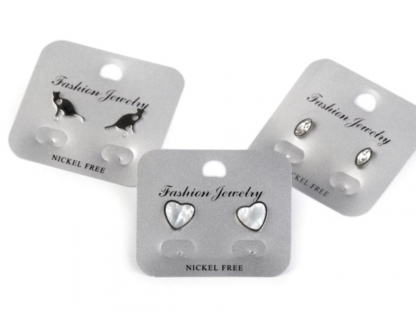 Náušnice kočka, srdce, slza z nerezové oceli