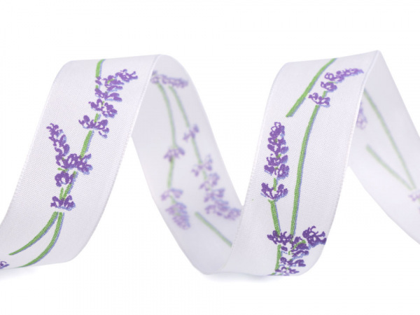 Stuha s drátem levandule šíře 25 mm