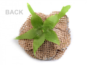 Textilní aplikace / nášivka jutový květ s glitry Ø55 mm