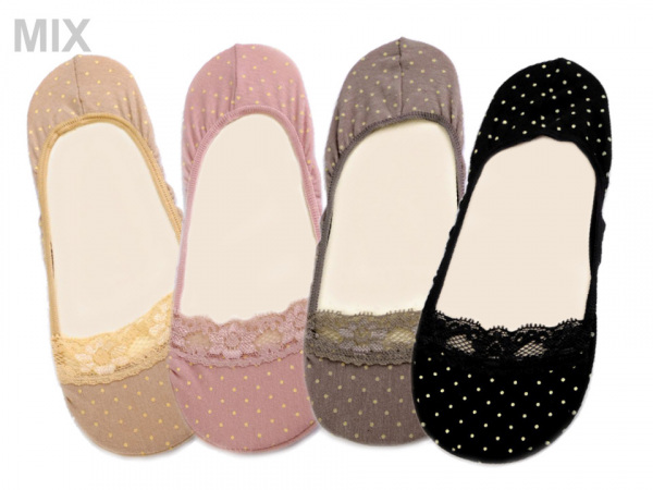 Ponožky do balerín s krajkou, bavlněné