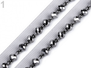 Prýmek / paspulka s broušenými korálky šíře 15 mm