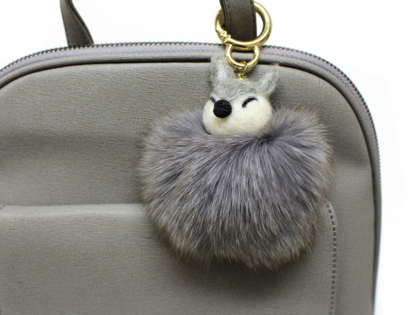 Kožešinový přívěsek na kabelku / klíče liška